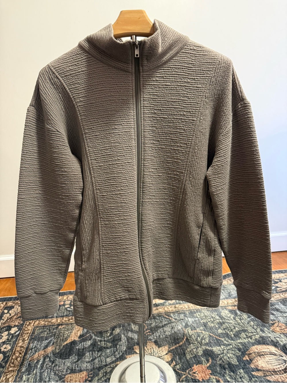 Women’s Full-Zip Textured Jacket - Gray
